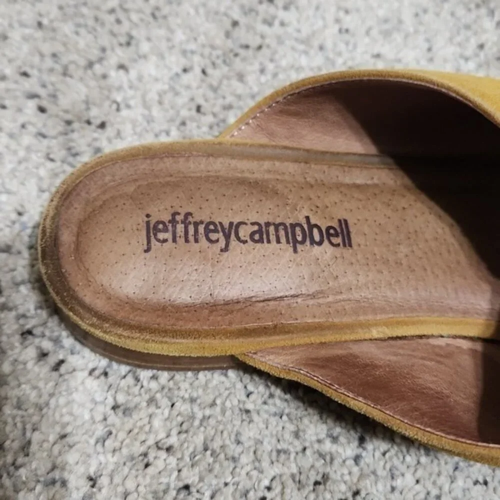 Jeffrey Campbell Suede Charlin Bow Pointy Toe Flat Mule Mustard Yellow Size 8 - Picture 7 of 12